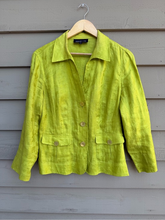 Jones New York Jackets & Blazers - Jones New York Bright Lime Green Linen Blend Blazer 10